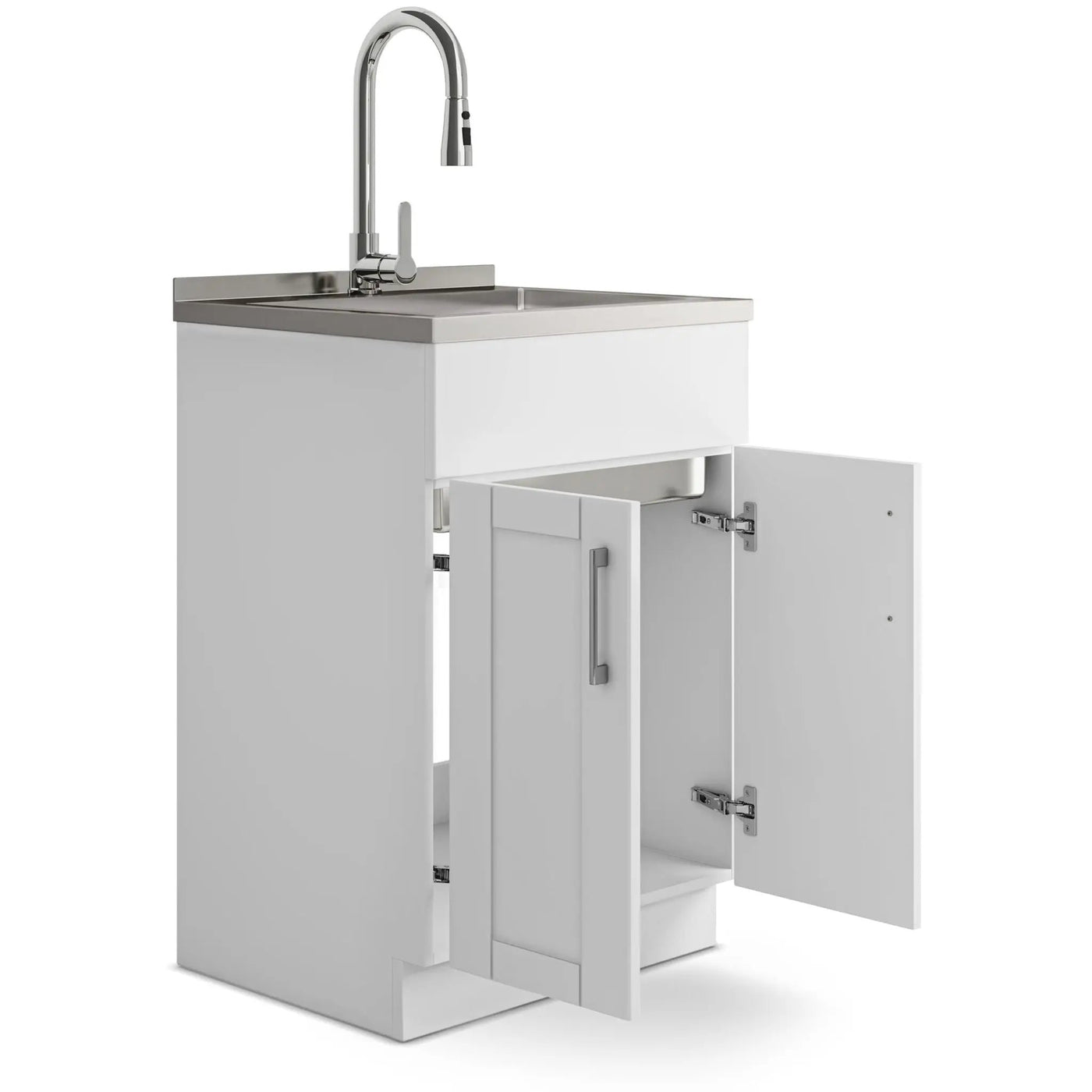 Shaker - Modern Wide, Laundry Cabinet With Faucet And Stainless Steel Sink by HouseOfZazla