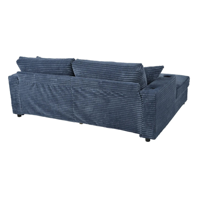 Oversized Loveseat Chaise With 2 USB Ports, 2 Cup Holders And 2 Throw Pillows by HouseOfZazla