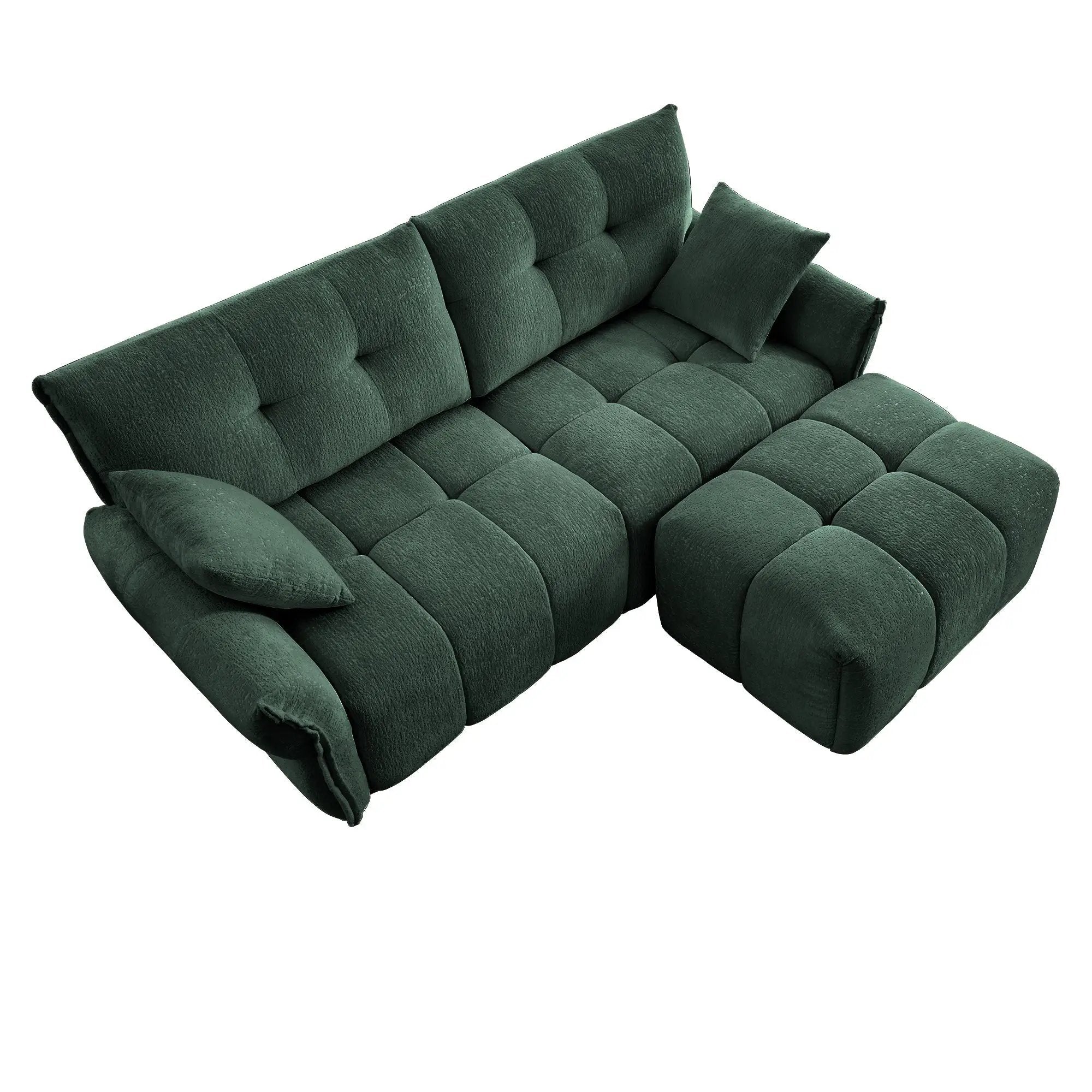 Modern Chenille Fabric 2-Seater Sofa With Ottoman by HouseOfZazla