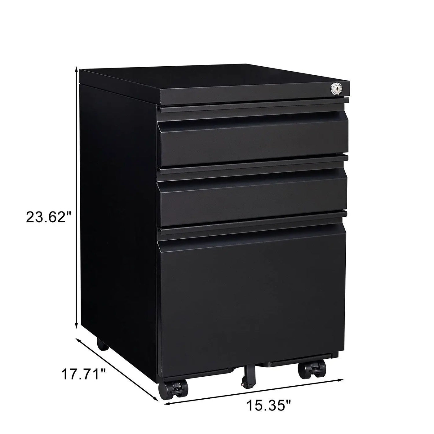 Contemporary 3 Drawer Mobile Filing Cabinet With Lock, Metal Office Storage For Legal / Letter Size by Unique Piece Furniture