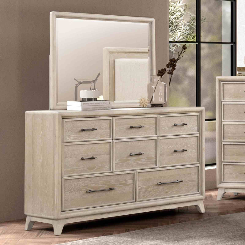 8 Drawers Dresser With Mirror, Bedroom Furniture - Oak by Unique Piece Furniture