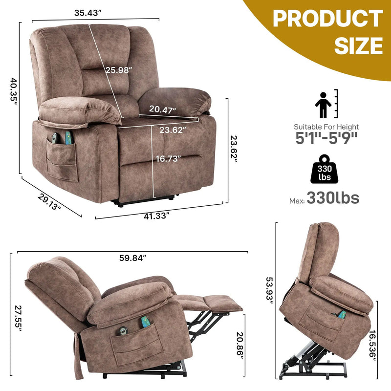 Power Lift Recliner Chair Sofa With Massage by HouseOfZazla