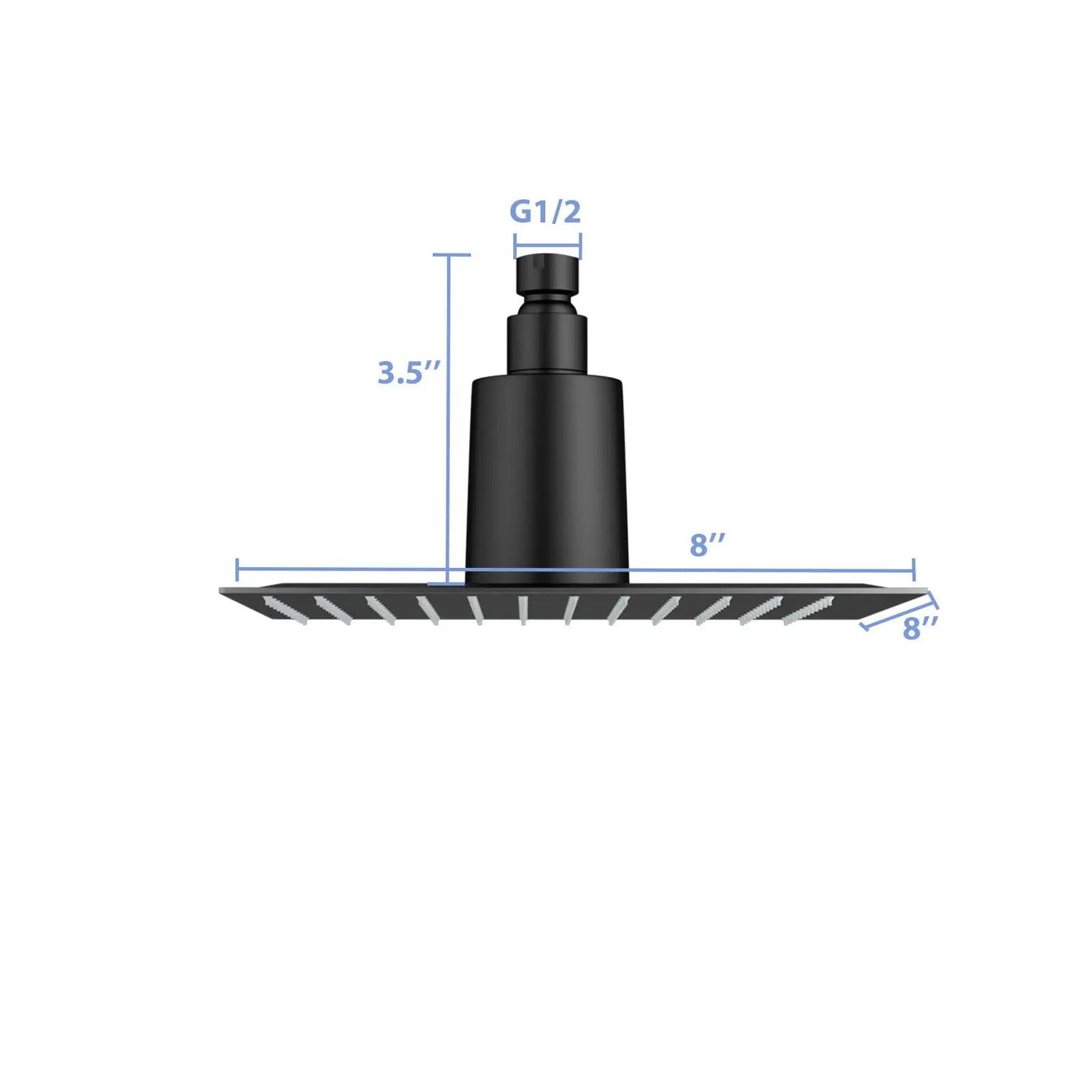 Ultra Thin 8" Square Rain Shower Head 304 Stainless Steel, Wall / Ceiling Mounted by HouseOfZazla