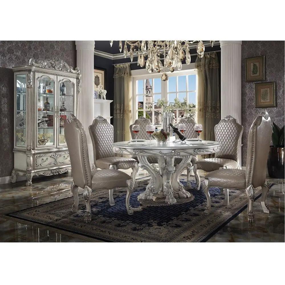 Dresden - Round Pedestal Dining Table - Vintage Bone White by Unique Piece Furniture