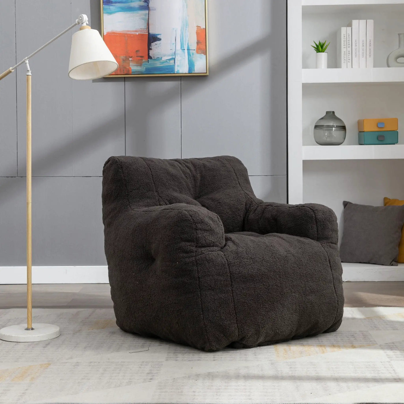 Soft Teddy Fabric Tufted Foam Bean Bag Chair With Teddy Fabric by HouseOfZazla