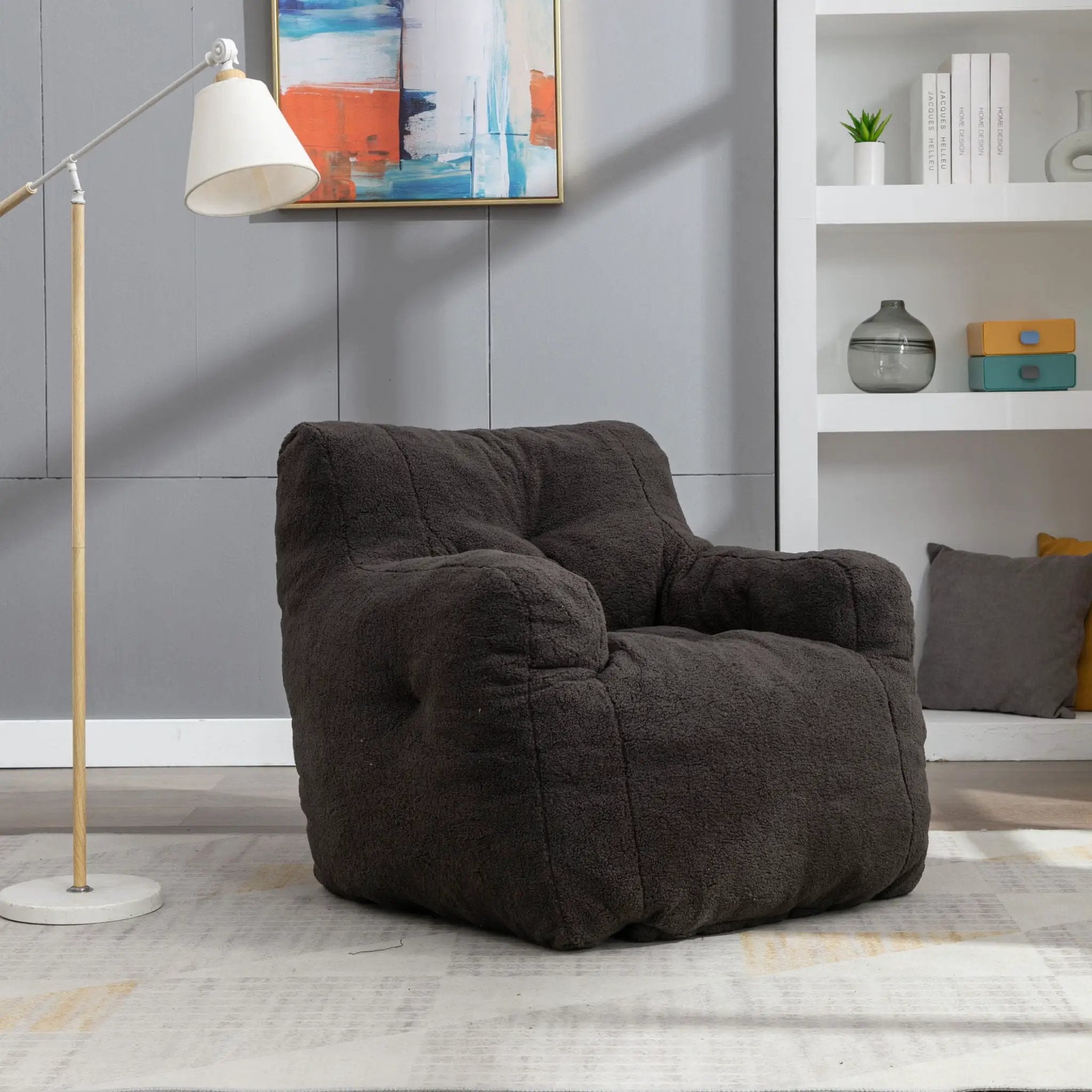 Soft Teddy Fabric Tufted Foam Bean Bag Chair With Teddy Fabric by HouseOfZazla