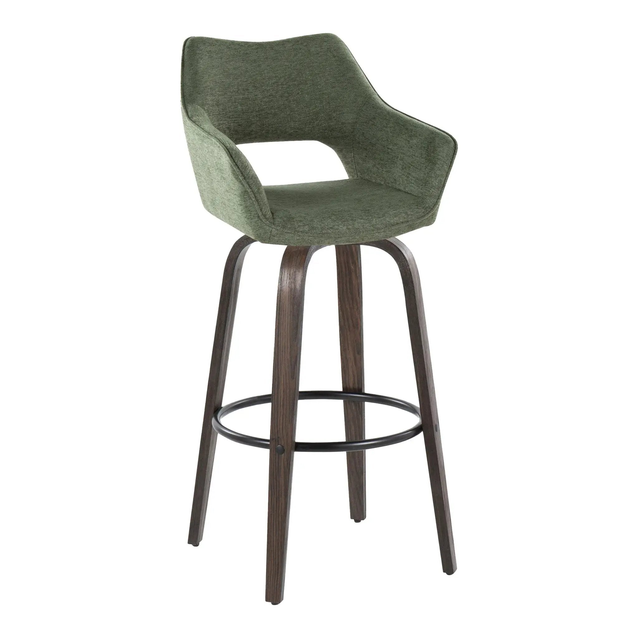 Mustang - Contemporary Fixed Height Barstool With Swivel With Round Footrest (Set of 2) by HouseOfZazla
