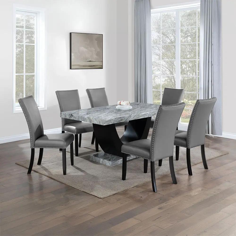 Caralin - Side Chair (Set of 2) - Gray Synthetic Leather & Black by Unique Piece Furniture
