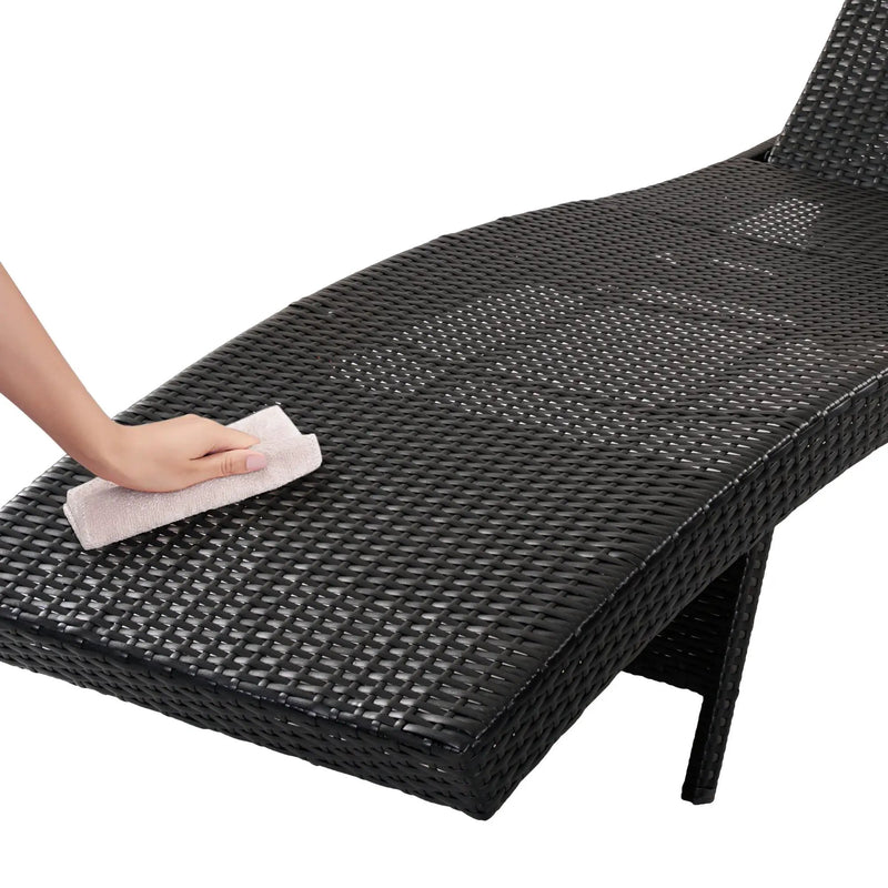 K&K 80'' Patio Wicker Chaise Lounge Chairs Set of 2 by HouseOfZazla