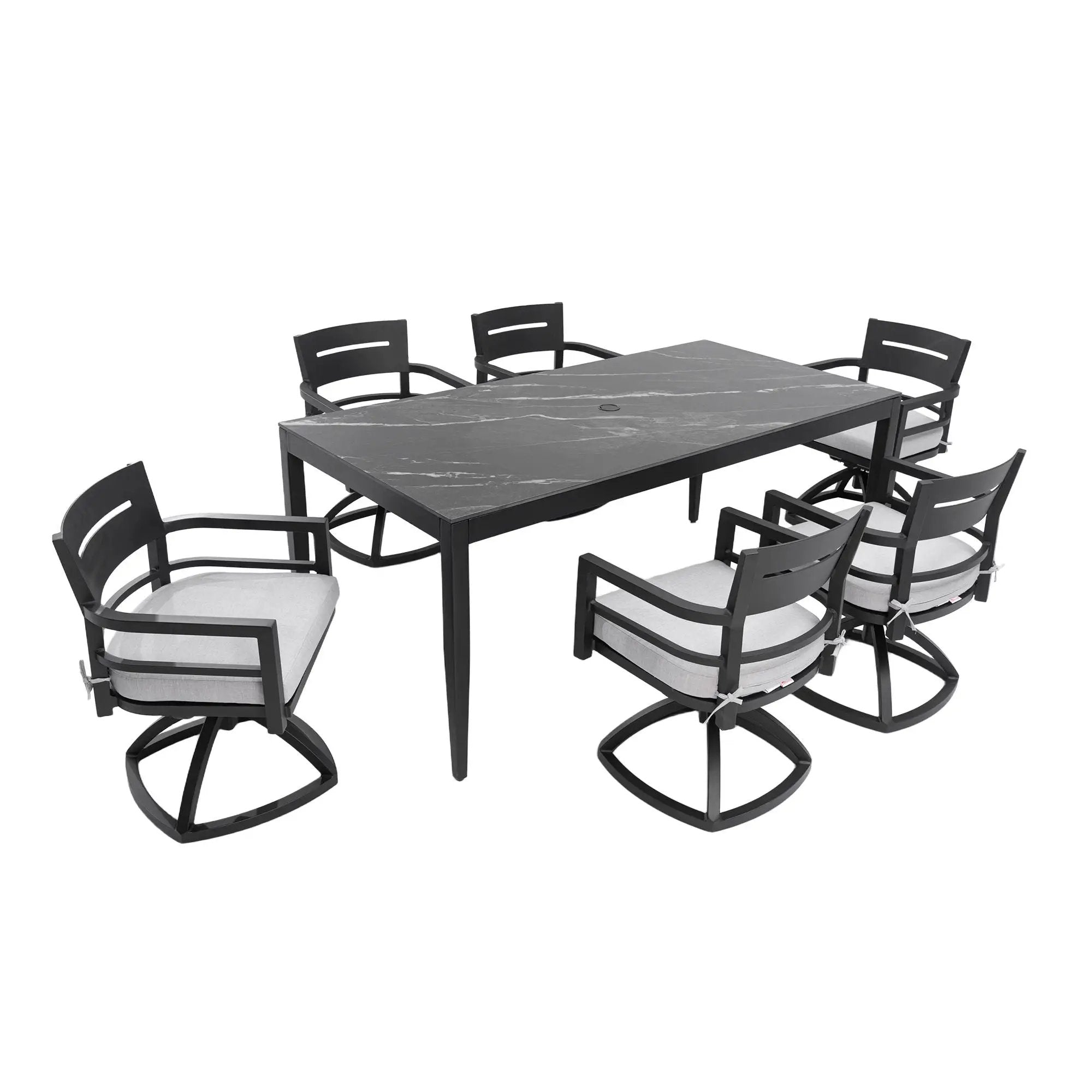 Modern Outdoor Patio Dining Set With Table And Chairs With Sunbrella Cushions by HouseOfZazla