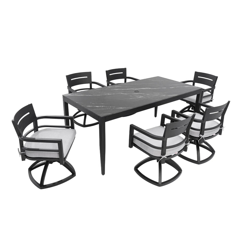 Modern Outdoor Patio Dining Set With Table And Chairs With Sunbrella Cushions by HouseOfZazla