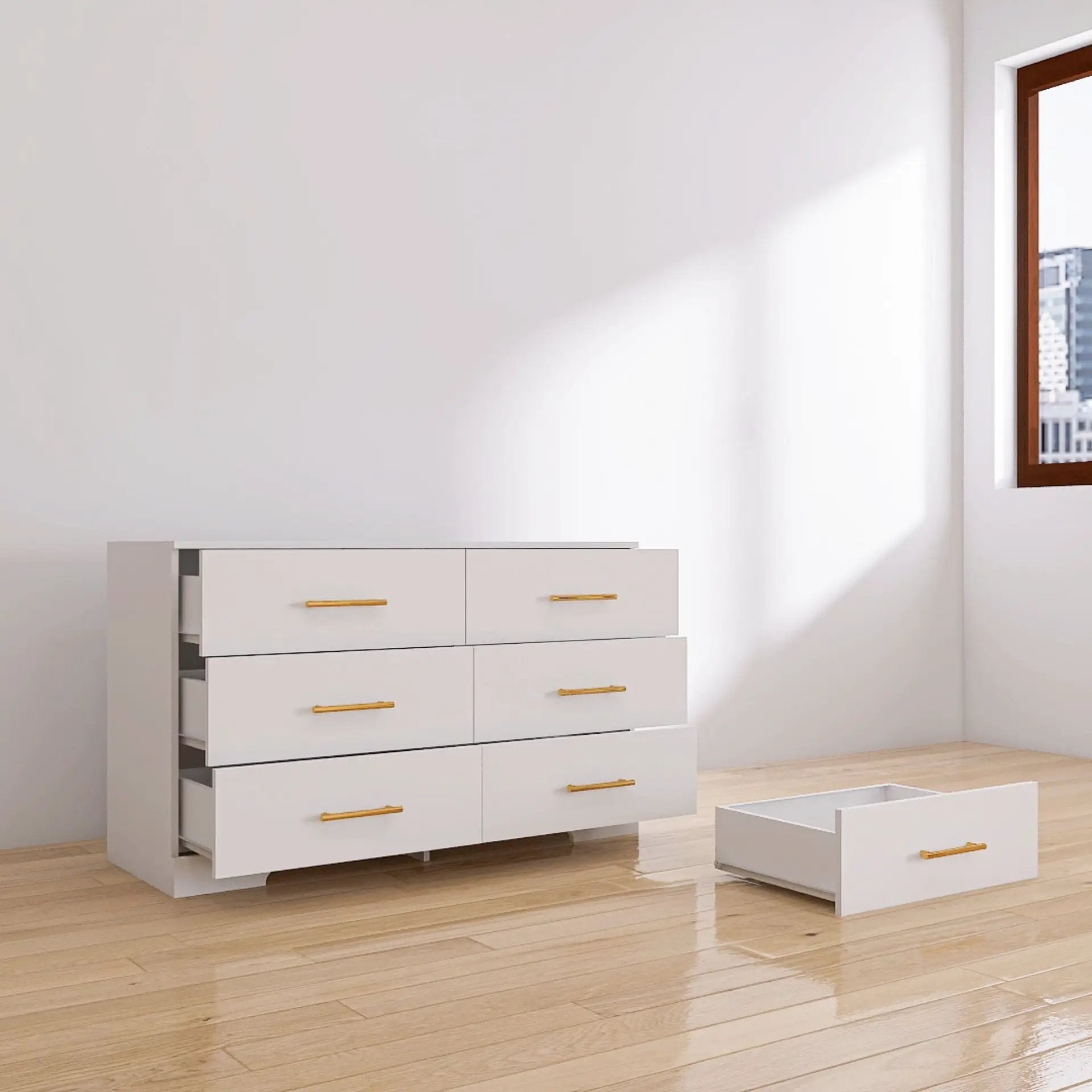Large 6 Drawers Chest Of Drawer Dressers Table With Handle by HouseOfZazla
