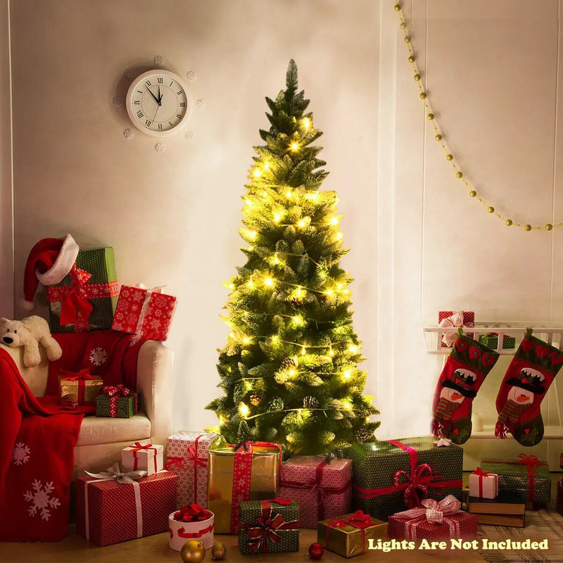 5/6/7.5 Feet Artificial Pencil Christmas Tree with Pine Cones by DirectDeals