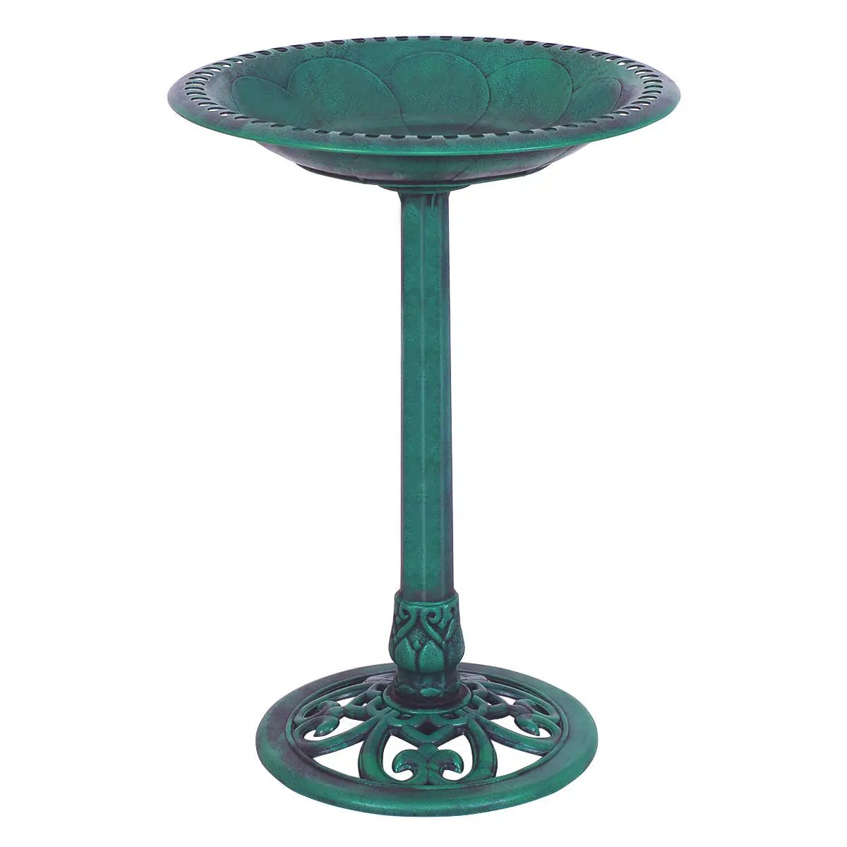Outdoor Garden Green Pedestal Bird Bath Feeder by DirectDeals