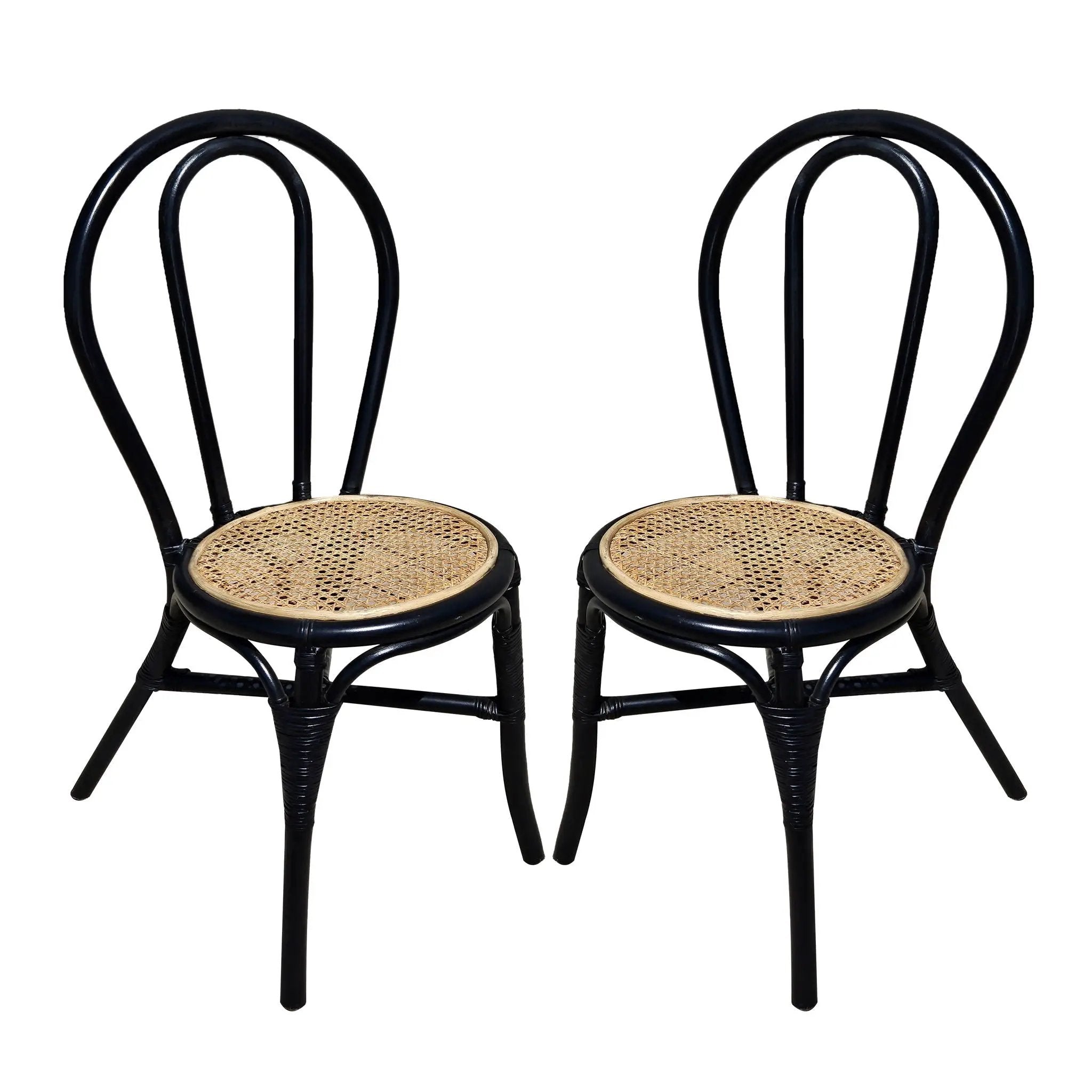 Rattan Dining Chair (Set of 2) - Black Multi by Unique Piece Furniture