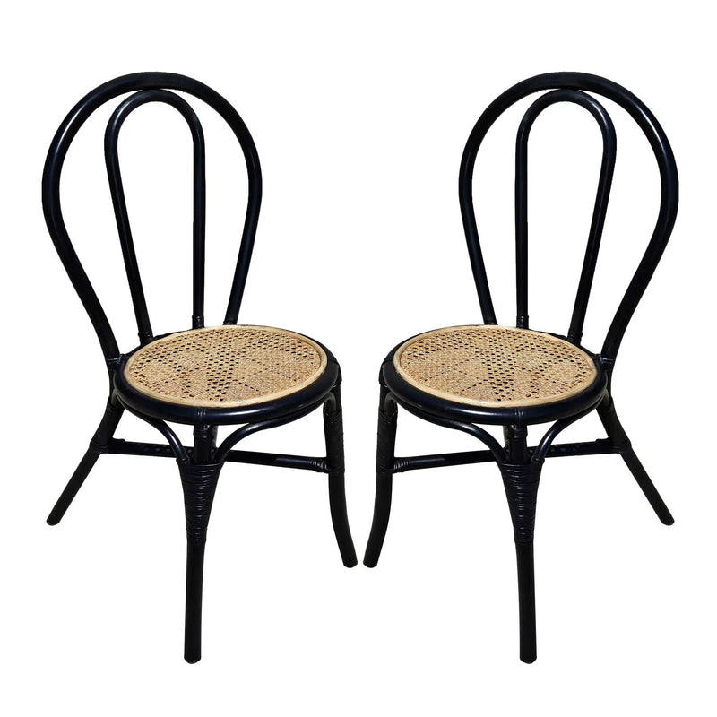 Rattan Dining Chair (Set of 2) - Black Multi by Unique Piece Furniture