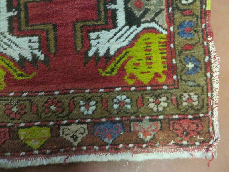 20" X 38" Antique Handmade Turkish Oushak Oshak Yastik Wool Rug Mat Turkey Nice by Jewel Rugs