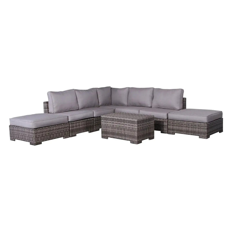 Outdoor 6 Person Wicker Seating Group With Cushions - Gray Mix by HouseOfZazla