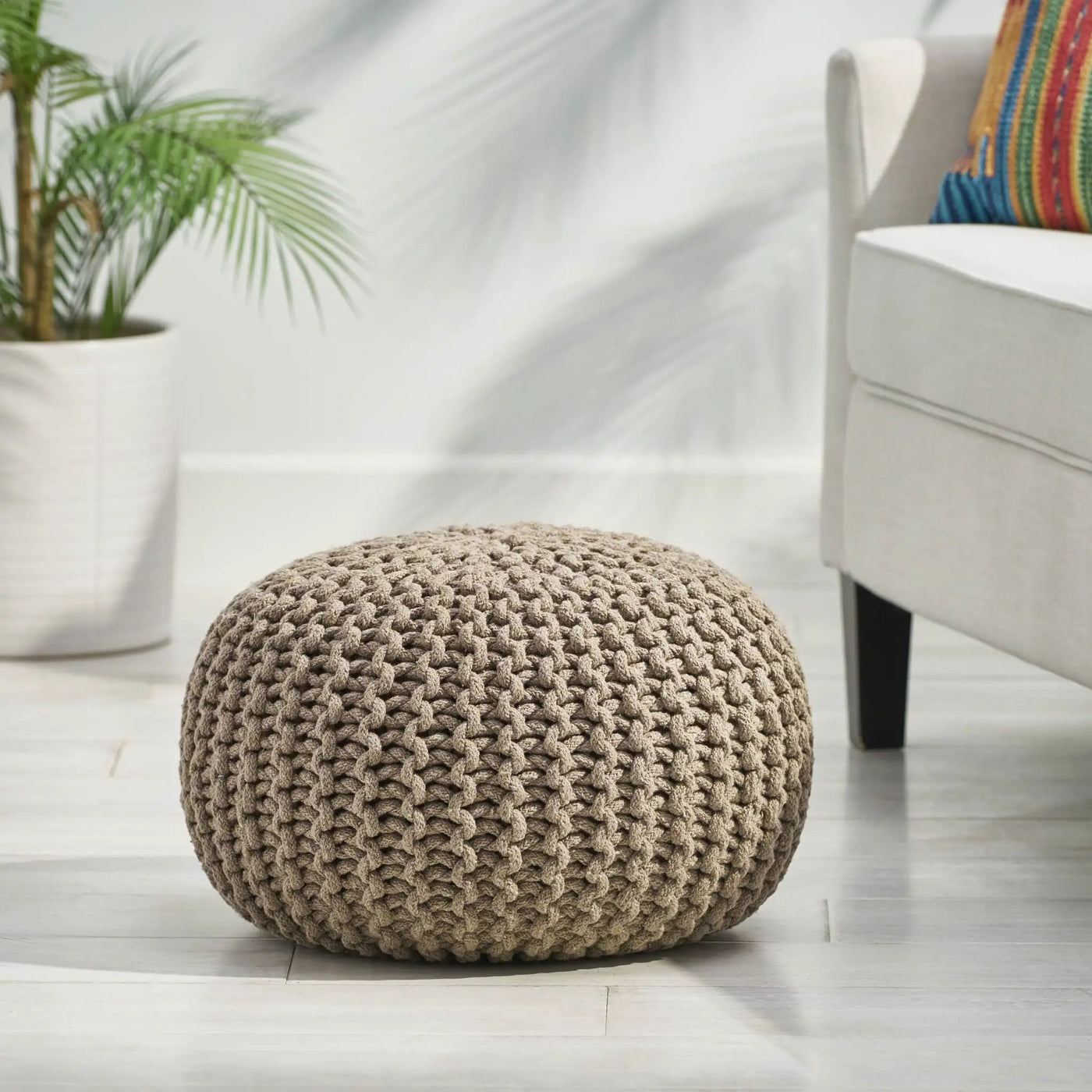 Moro Knitted Round Pouf With Pumpkin Shape by HouseOfZazla