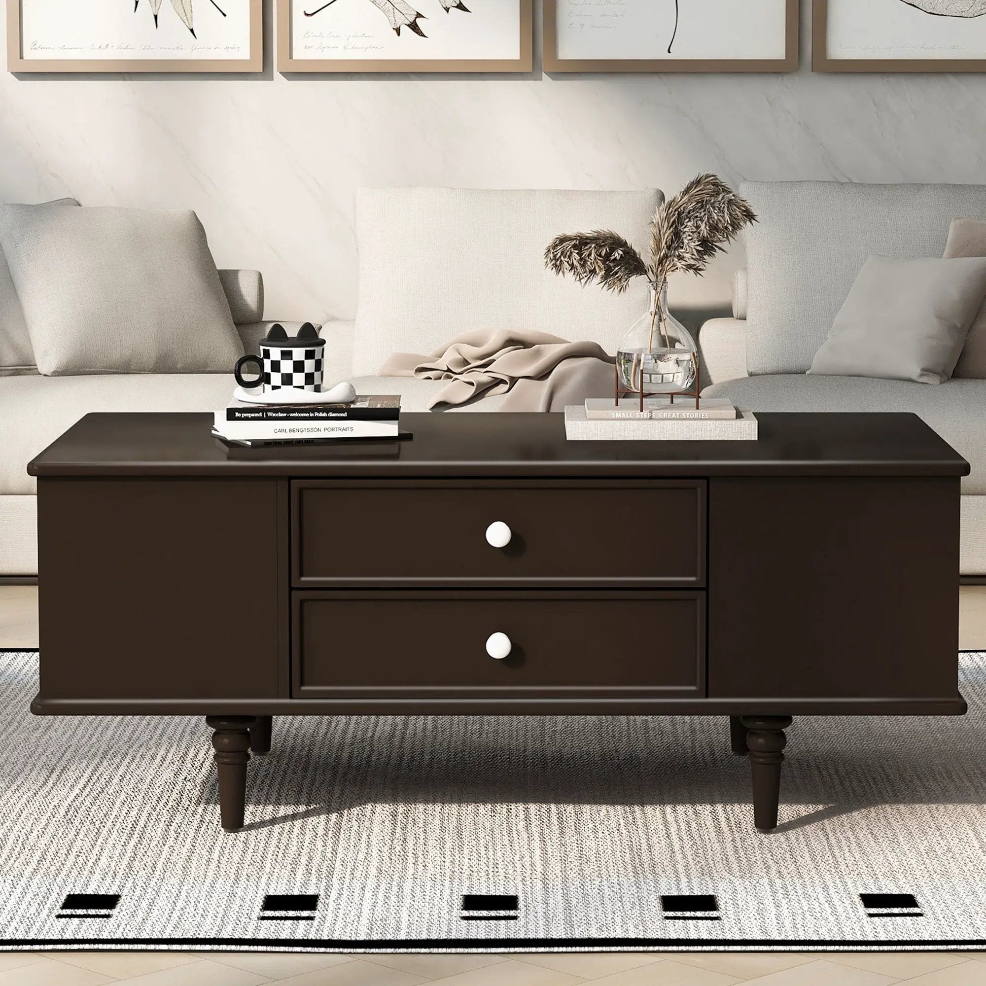 Modern Rectangle Coffee Table With Four Drawers by Unique Piece Furniture