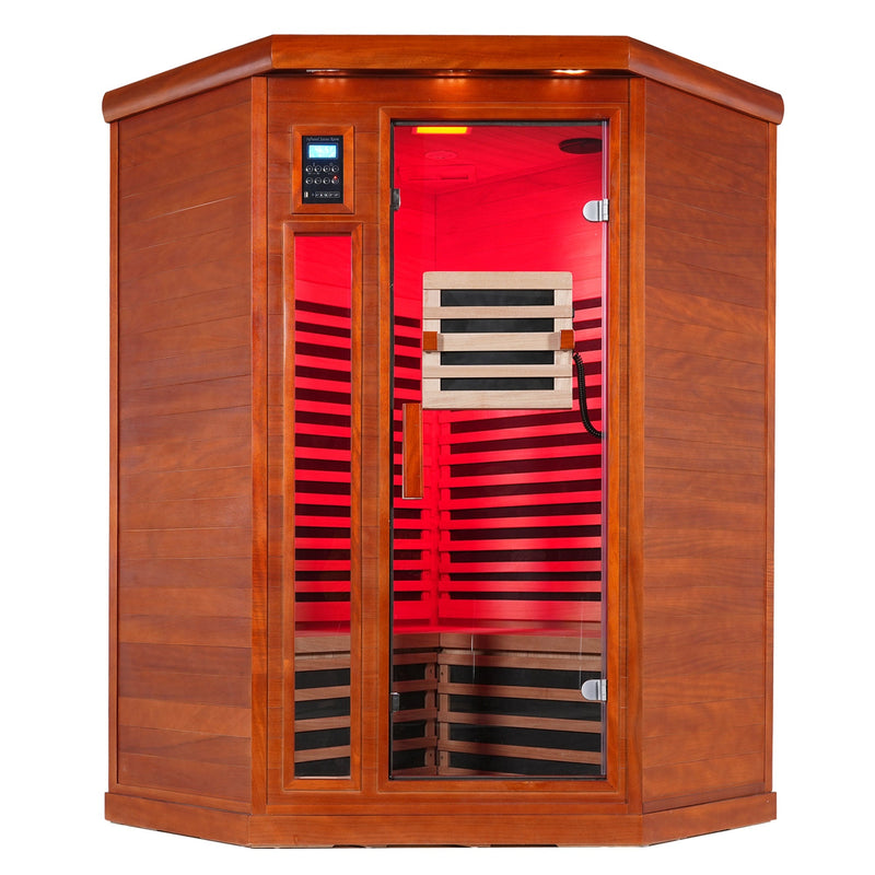 Far infrared corner sauna room Low EMF red sauna therapy two persons by HouseOfZazla