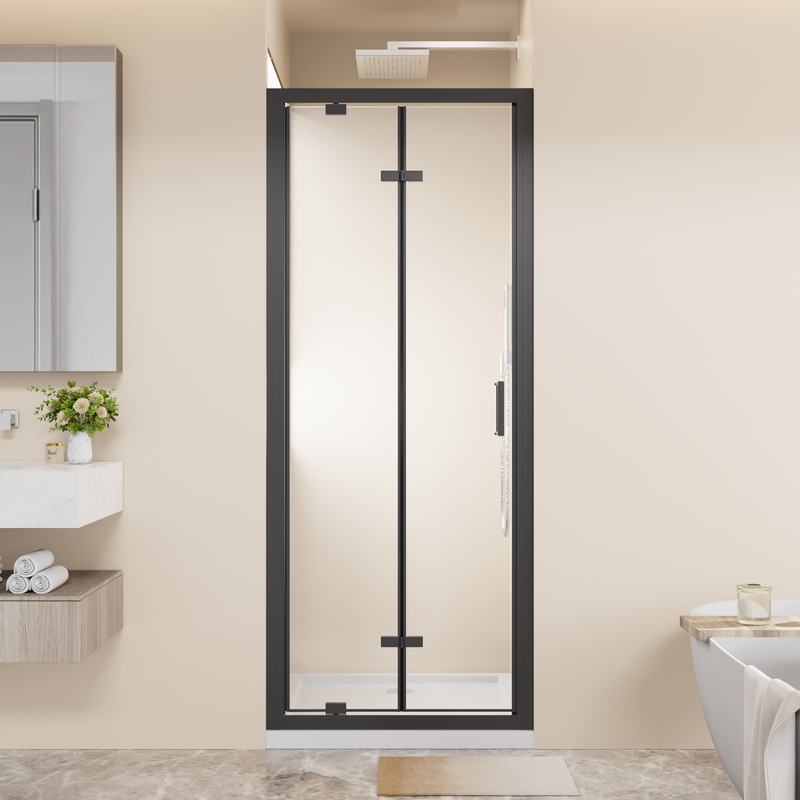 Framed Bi-Fold Pivot Shower Door 30"x72" Space-Saving Folding Shower Enclosure by HouseOfZazla