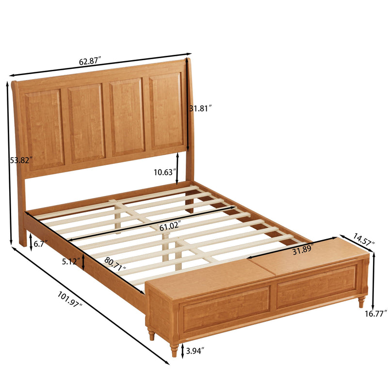 Sleigh Bed Frame With Tall Headboard And Storage Bench by HouseOfZazla