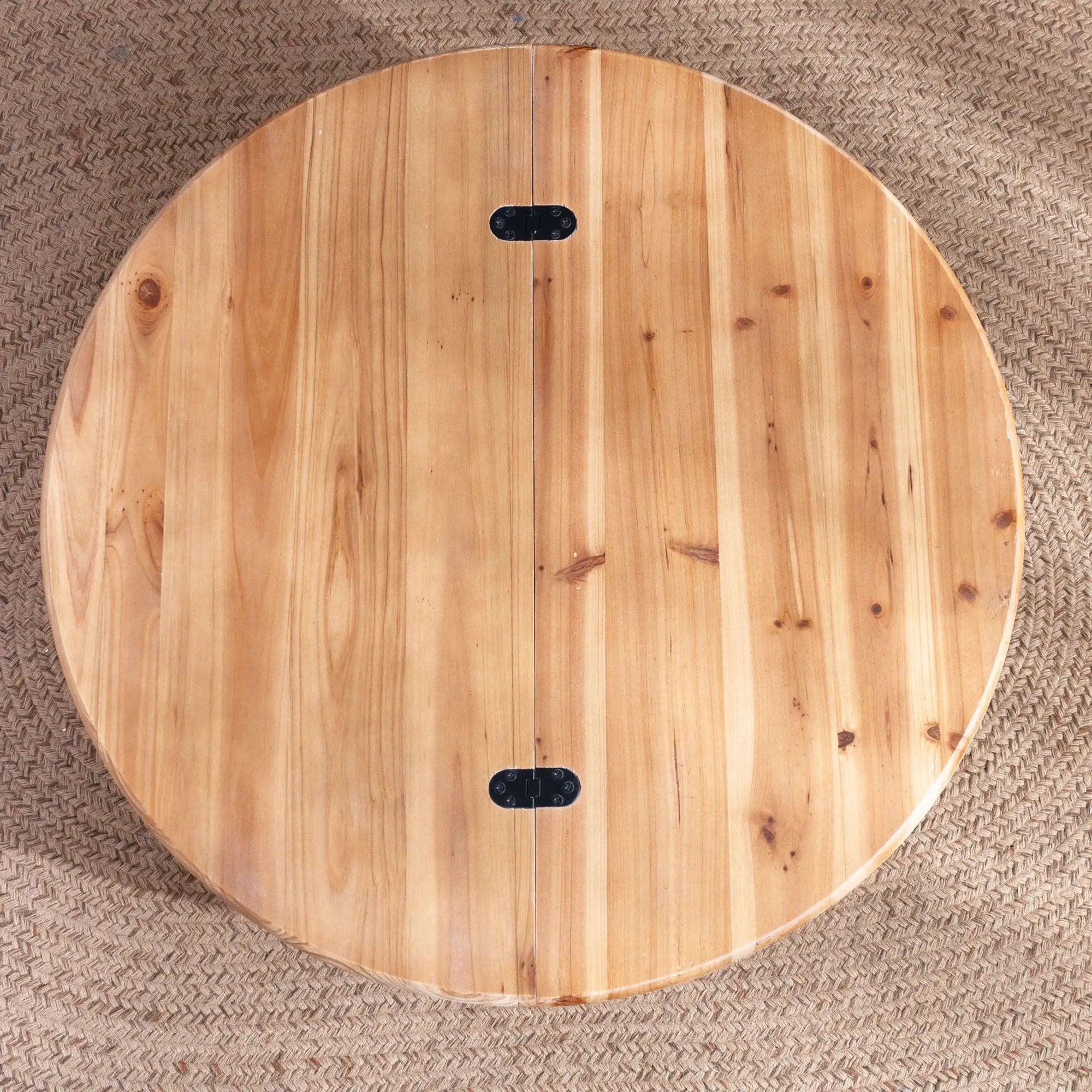 Round Wooden Coffee Table With Hidden Storage, Modern Rustic Centerpiece For Living Room - Multi / Natural / Rustic by Unique Piece Furniture
