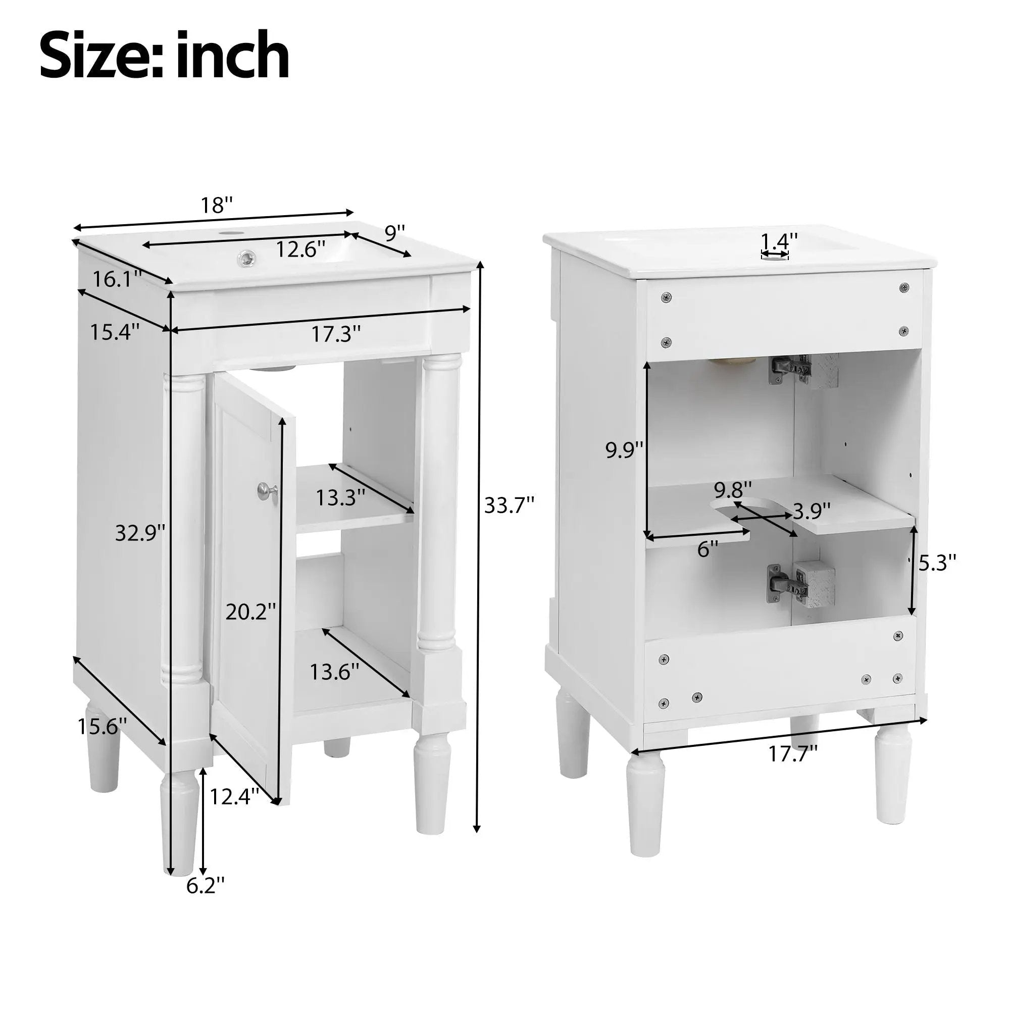 French Style Bathroom Cabinet With Sink, Adjustable Shelf by Unique Piece Furniture