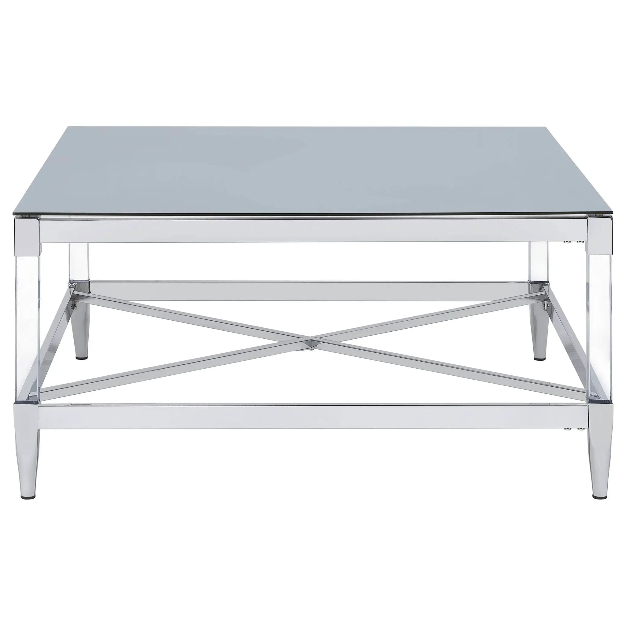 Lindley Square Tempered Mirror Acrylic Coffee Table Chrome by Unique Piece Furniture