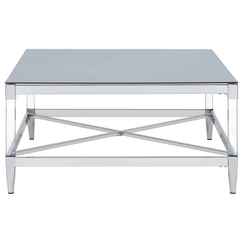 Lindley Square Tempered Mirror Acrylic Coffee Table Chrome by Unique Piece Furniture