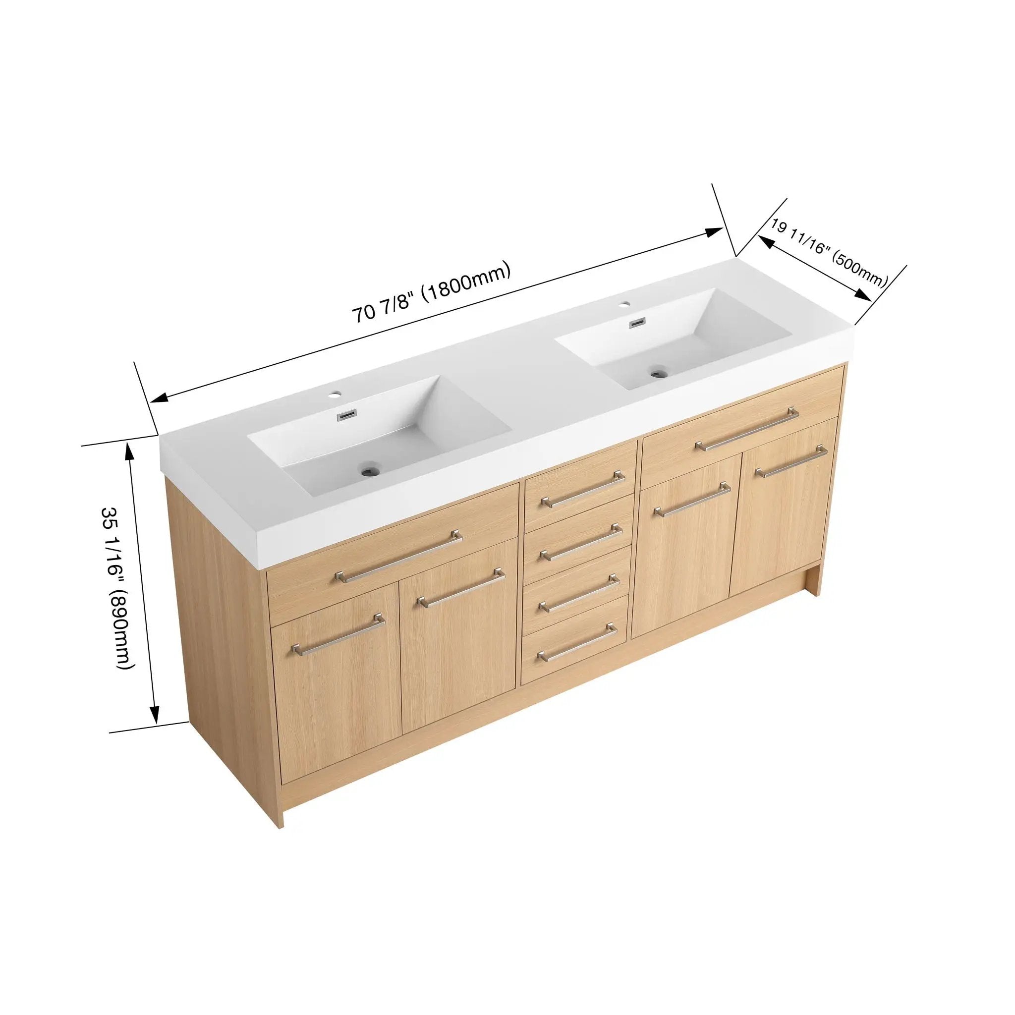 Freestanding Bathroom Vanity With Resin Sink, Soft-Closing Doors And Drawers by Unique Piece Furniture