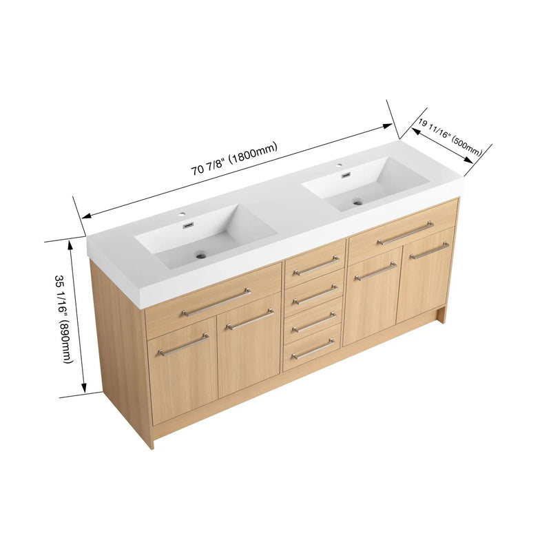 Freestanding Bathroom Vanity With Resin Sink, Soft-Closing Doors And Drawers by HouseOfZazla