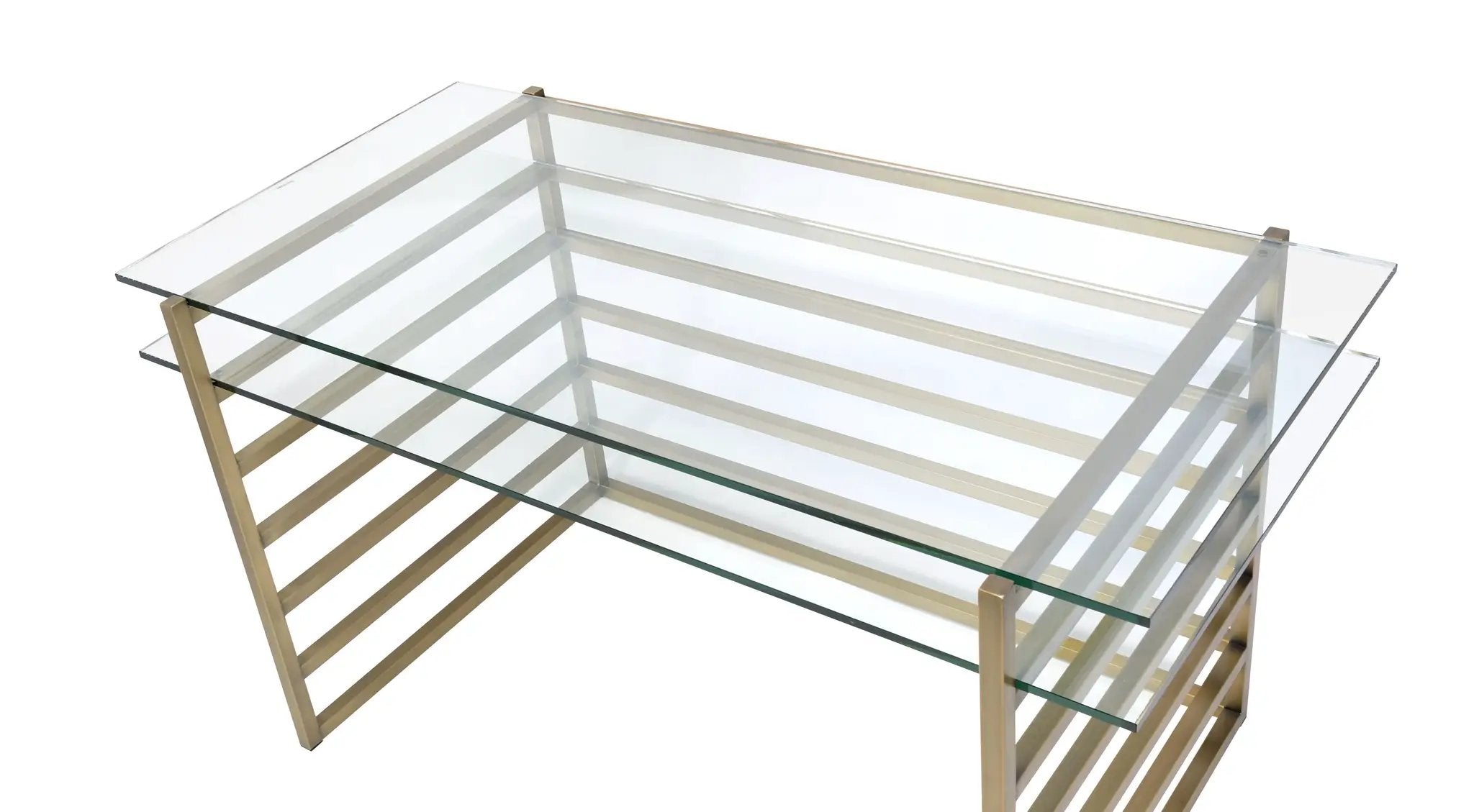 Shona Clear Glass Top & Antique Desk by HouseOfZazla
