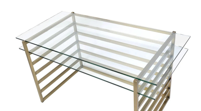 Shona Clear Glass Top & Antique Desk by HouseOfZazla