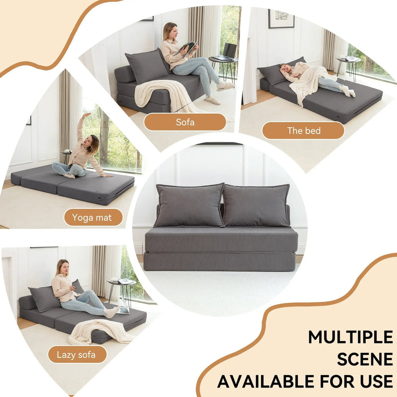 Foldable Sofa Bed Sleeper Lounge Chair with Pillow by HouseOfZazla