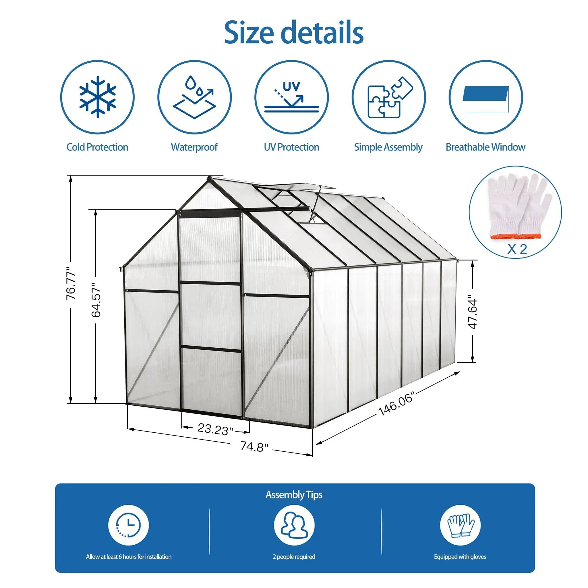 Polycarbonate house Raised Base And Anchor Aluminum Heavy Duty Walk-In houses For Outdoor Backyard In All Season by HouseOfZazla