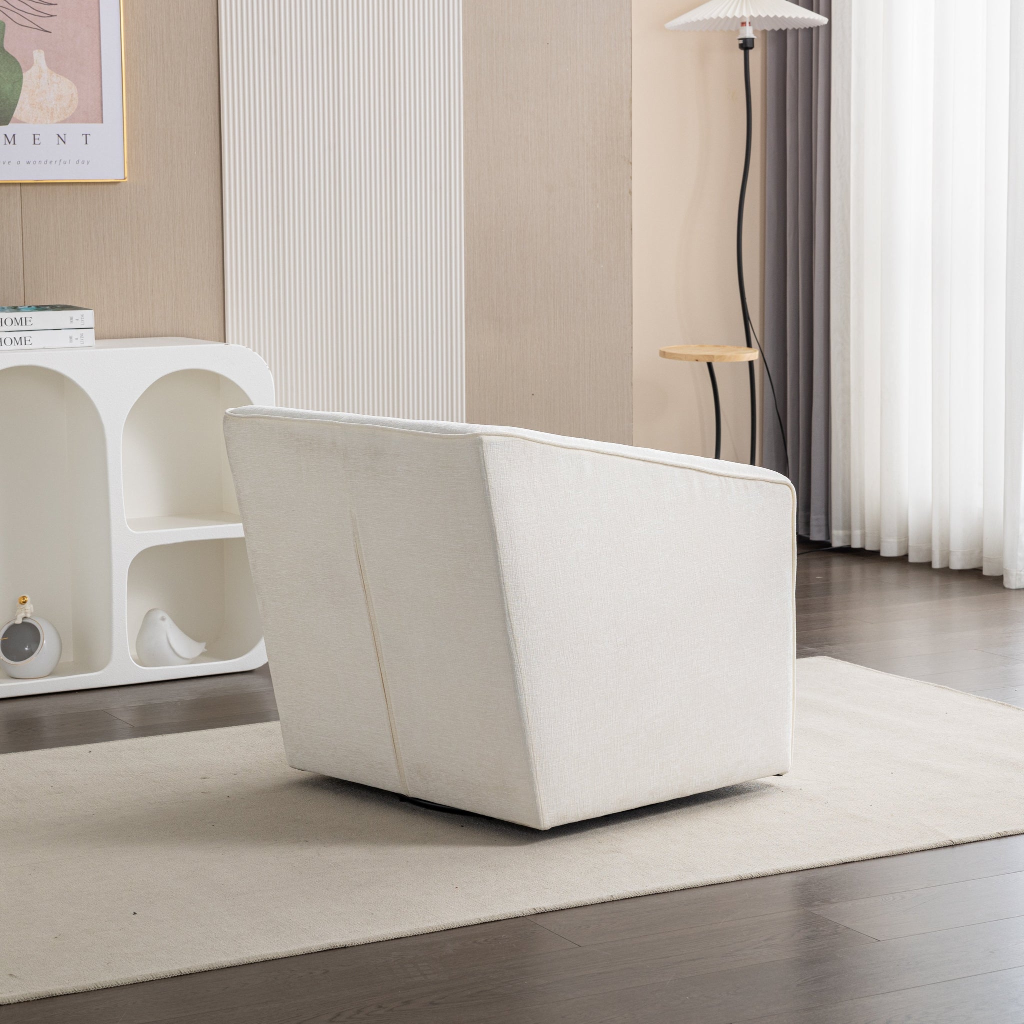 Nice Modern Upholstered Barrel Armchair, 360° Swivel by HouseOfZazla
