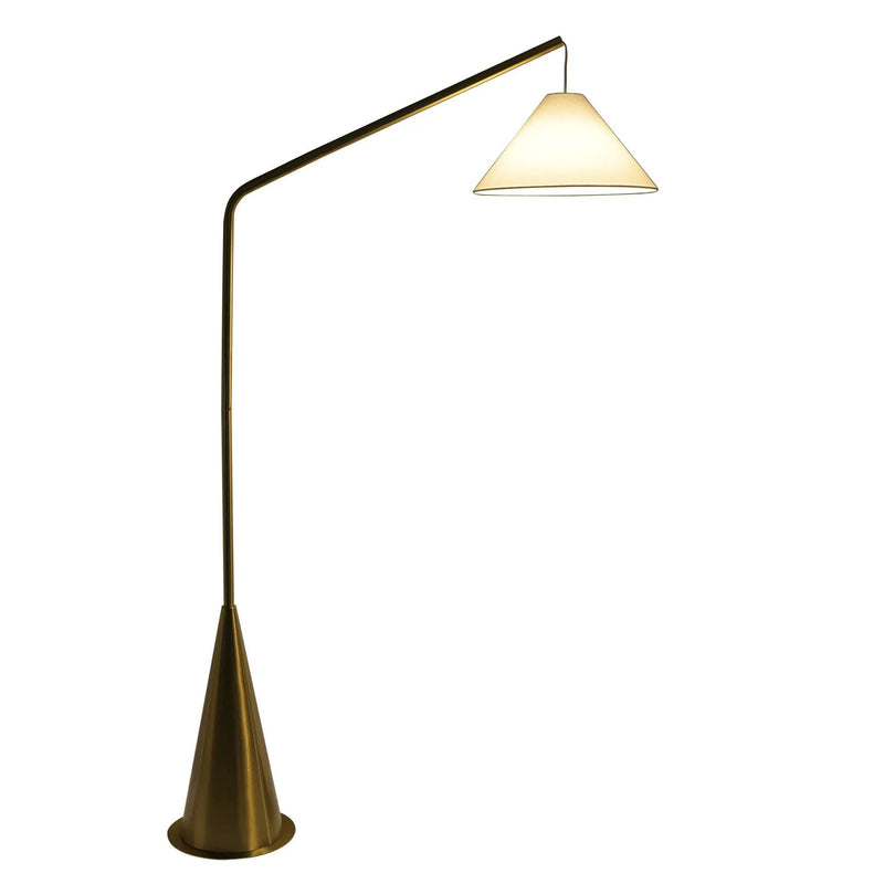 Lisbon - Floor Lamp With On / Off Switch Coned Base Hanging Shade - Antique Brass / White by Unique Piece Furniture