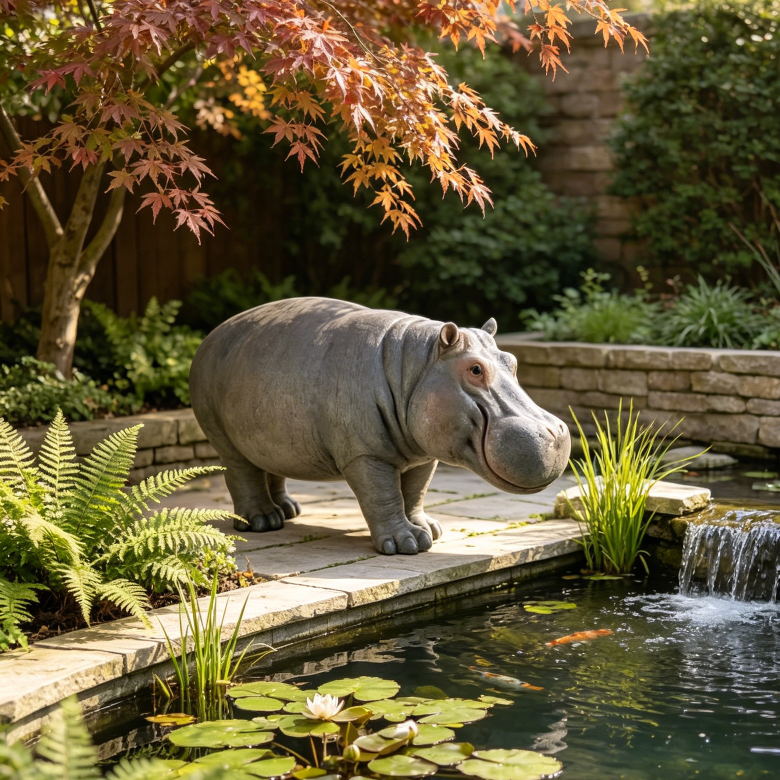 12.6'' Weather Resistant Hippopotamus Garden Statue by HouseOfZazla