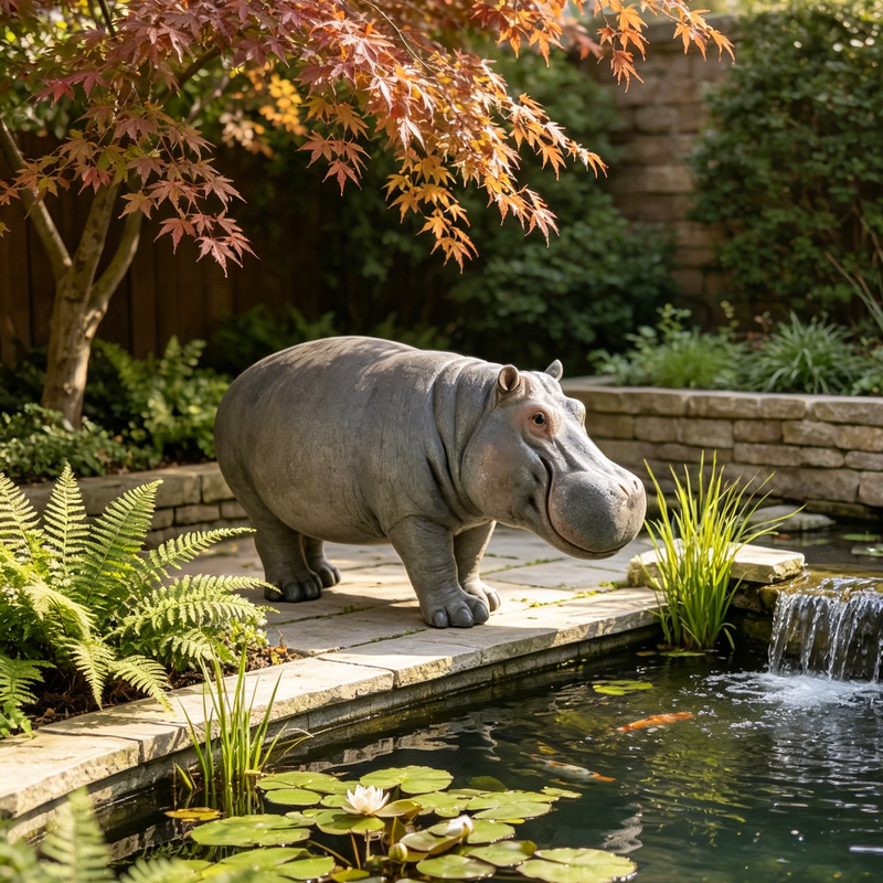 12.6'' Weather Resistant Hippopotamus Garden Statue by HouseOfZazla
