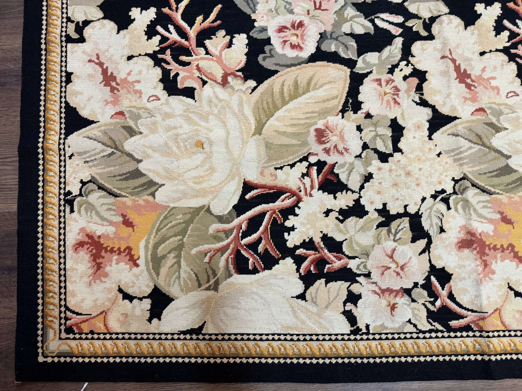 Palace Size Needlepoint Rug 13x17, Extra Large Wool Floral Handmade Carpet, European Design, Botanical by Jewel Rugs