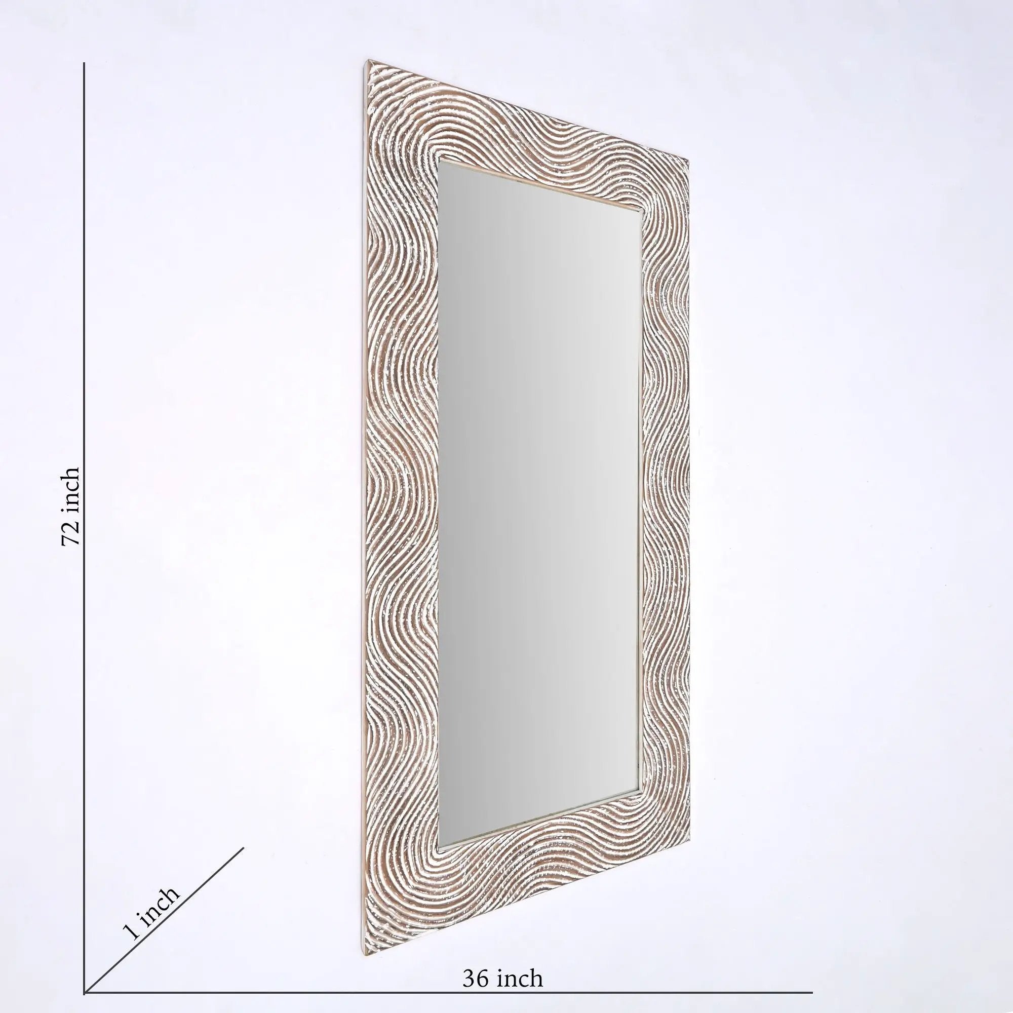 Handcarved Rectangle Mirror Accent With 3mm Glass - Antique White by Unique Piece Furniture