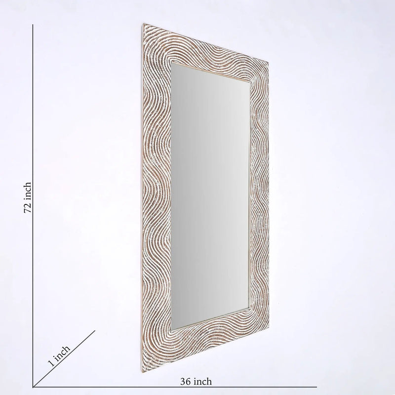 Handcarved Rectangle Mirror Accent With 3mm Glass - Antique White by Unique Piece Furniture