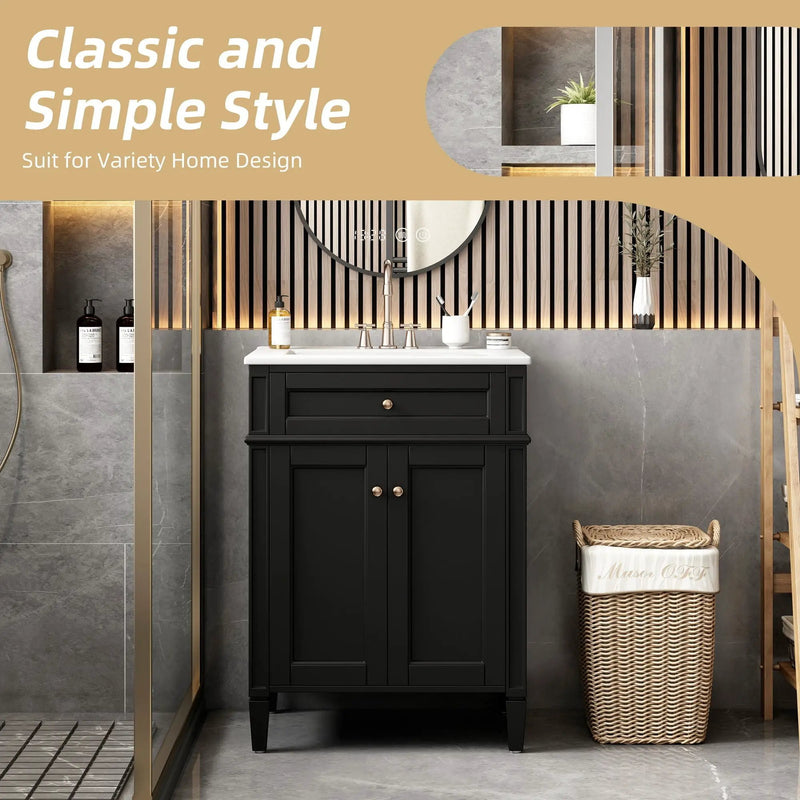 Bathroom Vanity With 2 Doors And Tip Out Drawer, Soft Closing Hinges
