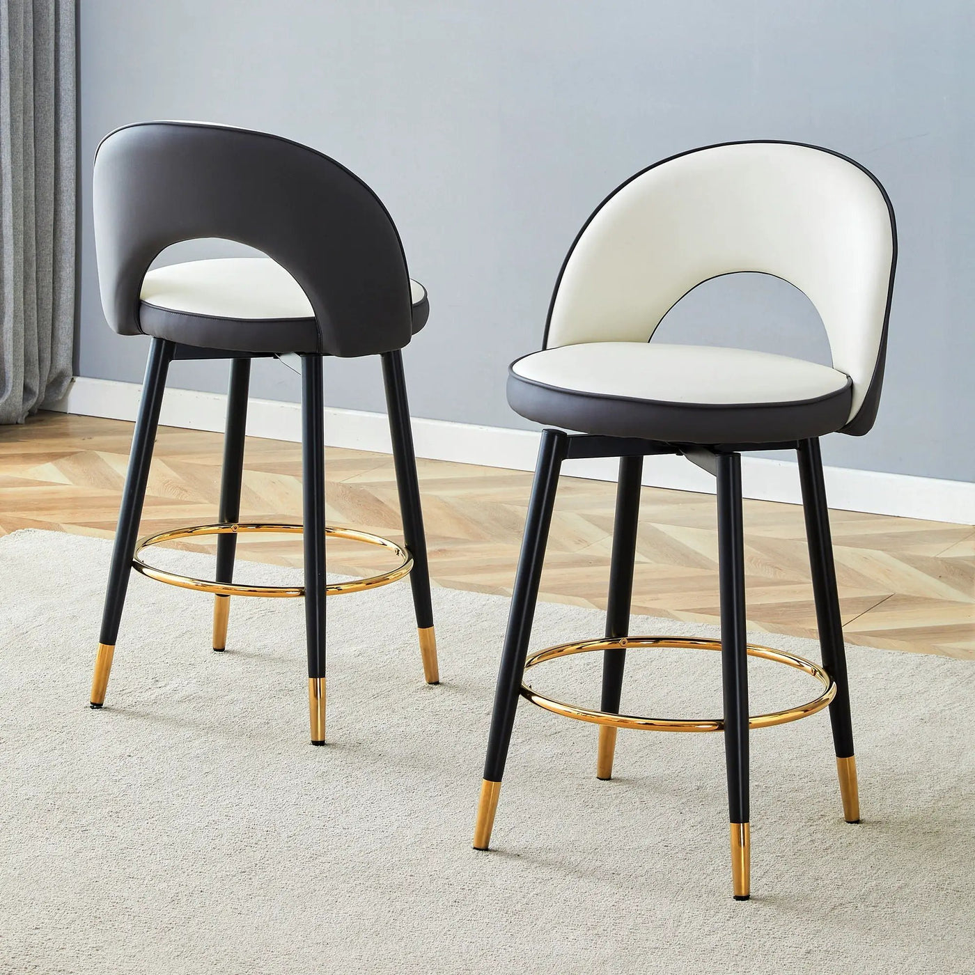 Upholstered Rotatable Bar Chair With Metal Legs For Dining Room by HouseOfZazla