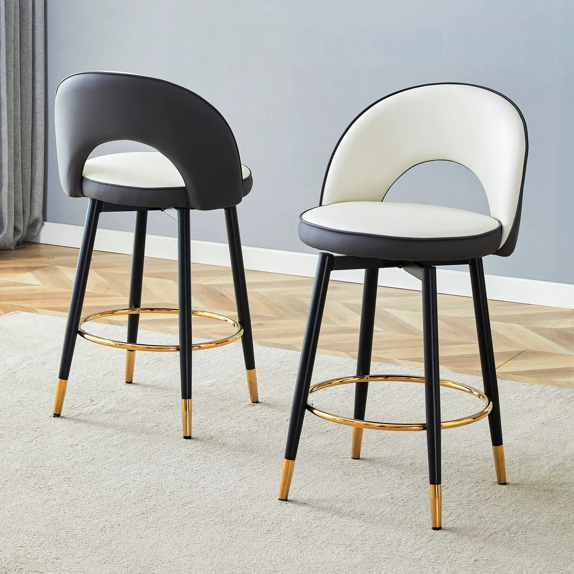 Upholstered Rotatable Bar Chair With Metal Legs For Dining Room by HouseOfZazla