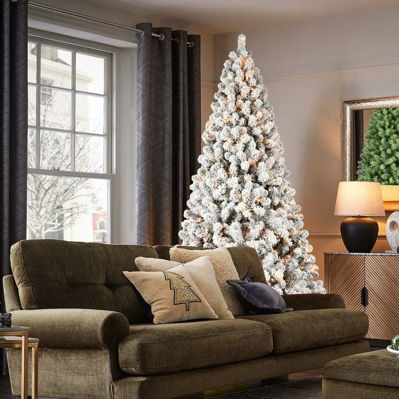 9-Foot Pre-Lit Snow-Flocked Christmas Tree by HouseOfZazla