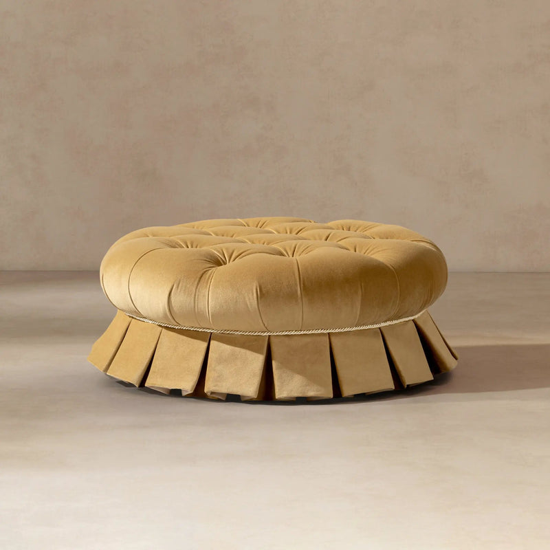 Roquefort 24.5" Round Tufted Velvet Pet Bed with Box-Pleated Skirt by HouseOfZazla