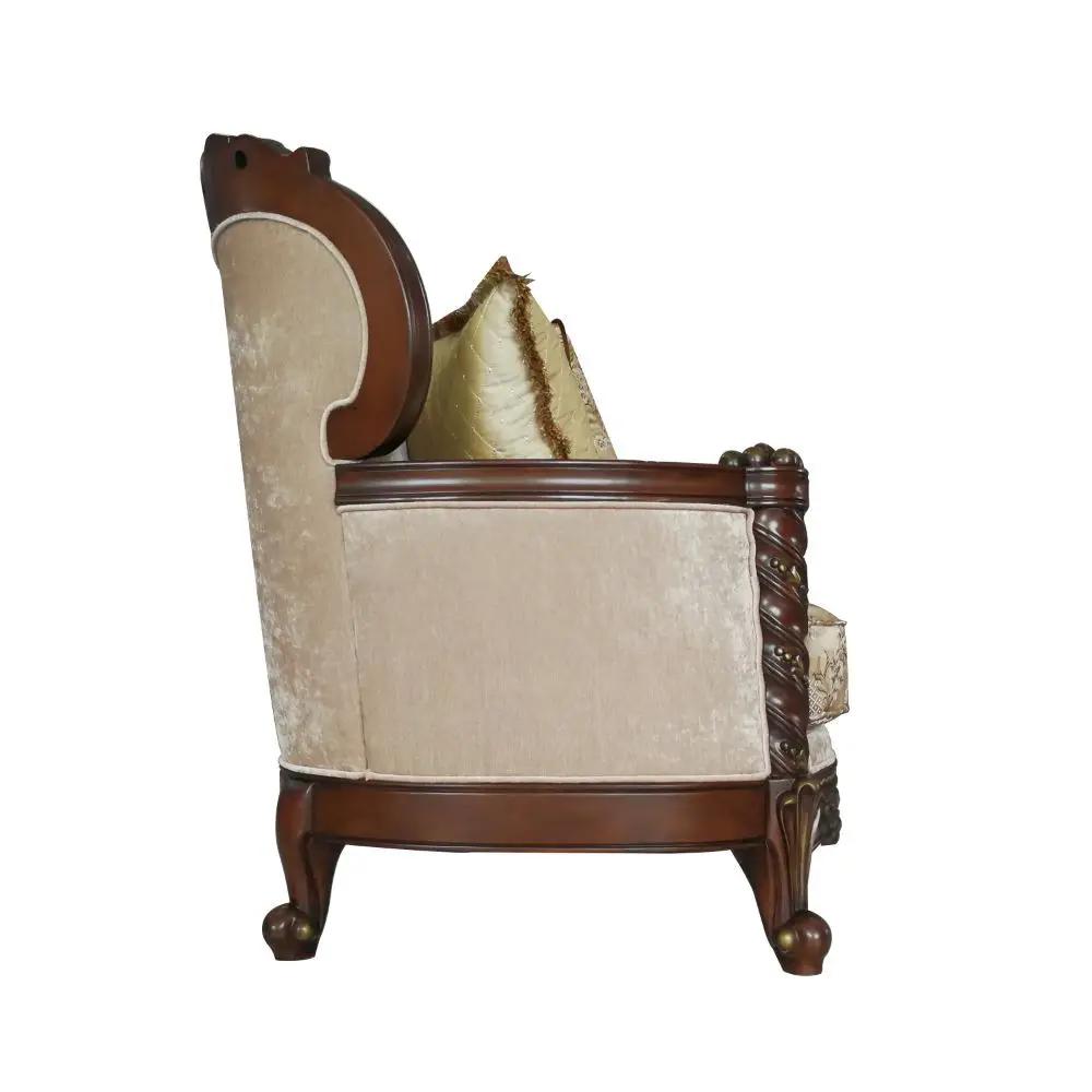 Devayne - Sofa With 6 Pillows (Same Lv01582) - Pattern Fabric & Dark Walnut by Unique Piece Furniture